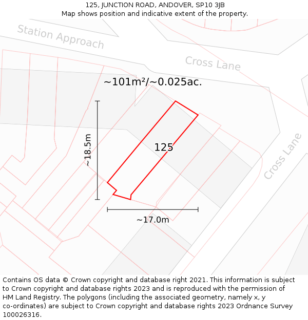 125, JUNCTION ROAD, ANDOVER, SP10 3JB: Plot and title map