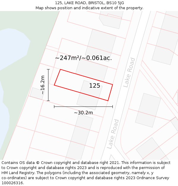125, LAKE ROAD, BRISTOL, BS10 5JG: Plot and title map