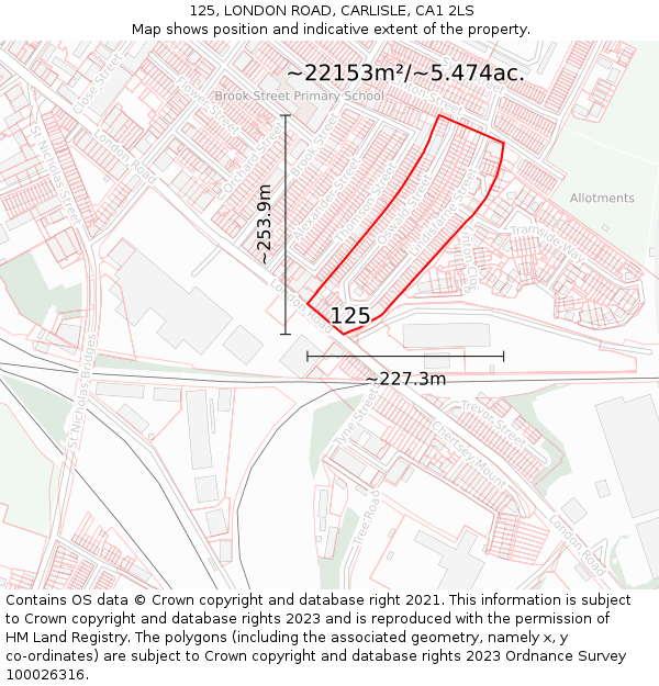 125, LONDON ROAD, CARLISLE, CA1 2LS: Plot and title map