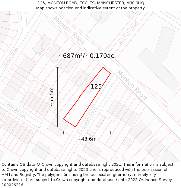 125, MONTON ROAD, ECCLES, MANCHESTER, M30 9HQ: Plot and title map