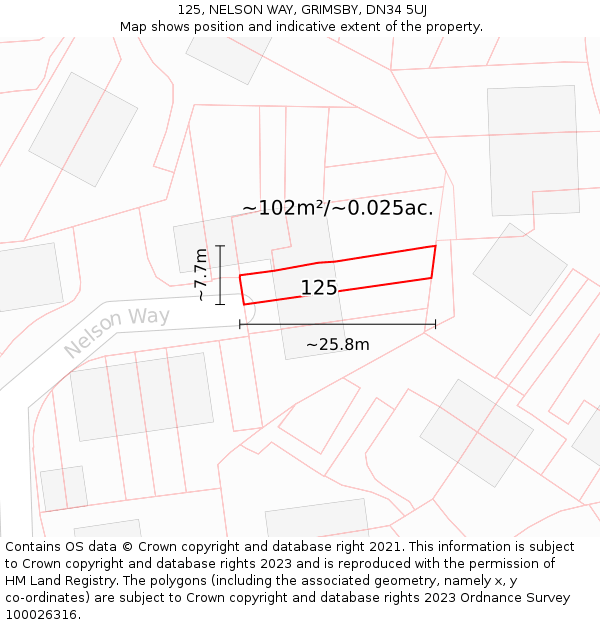 125, NELSON WAY, GRIMSBY, DN34 5UJ: Plot and title map