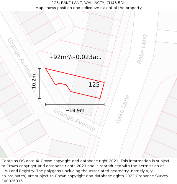 125, RAKE LANE, WALLASEY, CH45 5DH: Plot and title map
