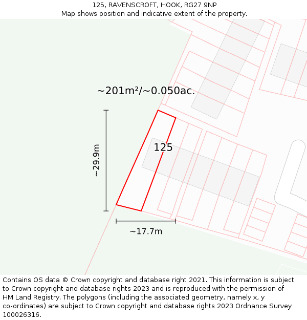 125, RAVENSCROFT, HOOK, RG27 9NP: Plot and title map