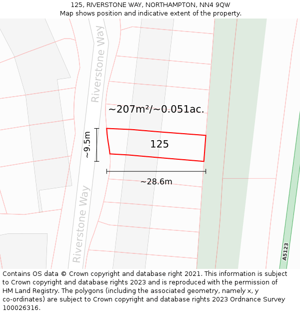 125, RIVERSTONE WAY, NORTHAMPTON, NN4 9QW: Plot and title map
