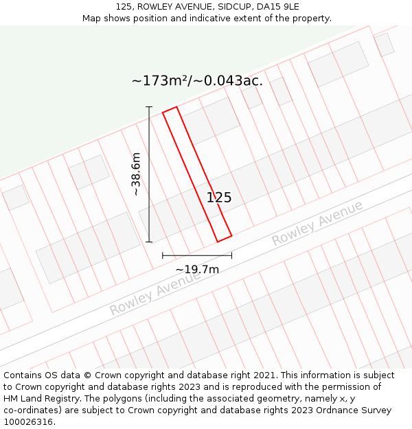 125, ROWLEY AVENUE, SIDCUP, DA15 9LE: Plot and title map