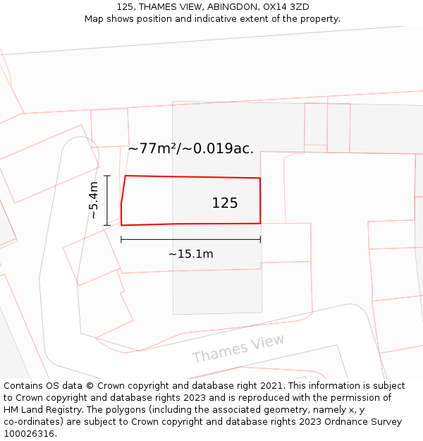 125, THAMES VIEW, ABINGDON, OX14 3ZD: Plot and title map