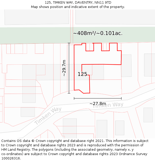 125, TIMKEN WAY, DAVENTRY, NN11 9TD: Plot and title map