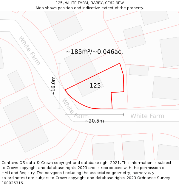 125, WHITE FARM, BARRY, CF62 9EW: Plot and title map