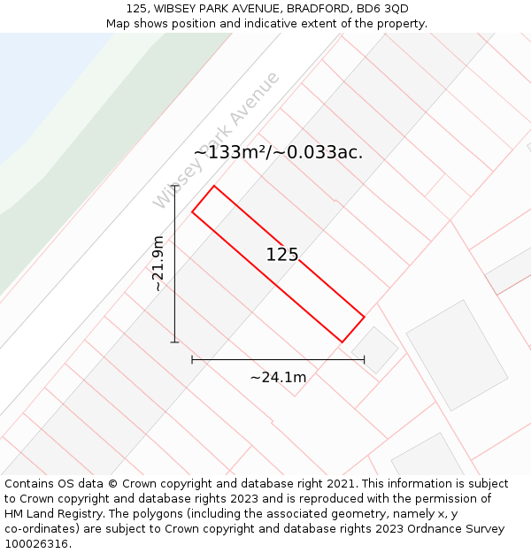 125, WIBSEY PARK AVENUE, BRADFORD, BD6 3QD: Plot and title map