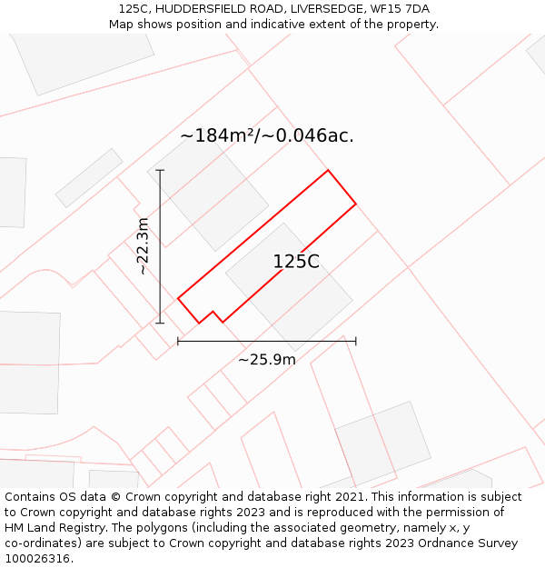 125C, HUDDERSFIELD ROAD, LIVERSEDGE, WF15 7DA: Plot and title map