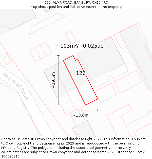 126, ALMA ROAD, BANBURY, OX16 4RQ: Plot and title map