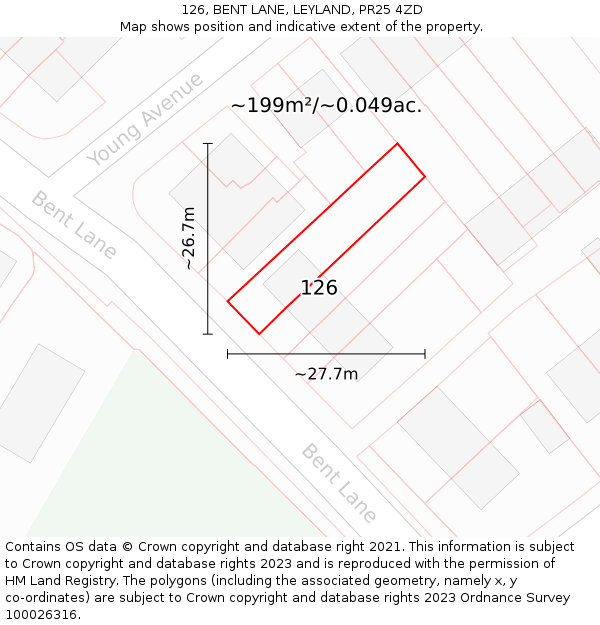 126, BENT LANE, LEYLAND, PR25 4ZD: Plot and title map
