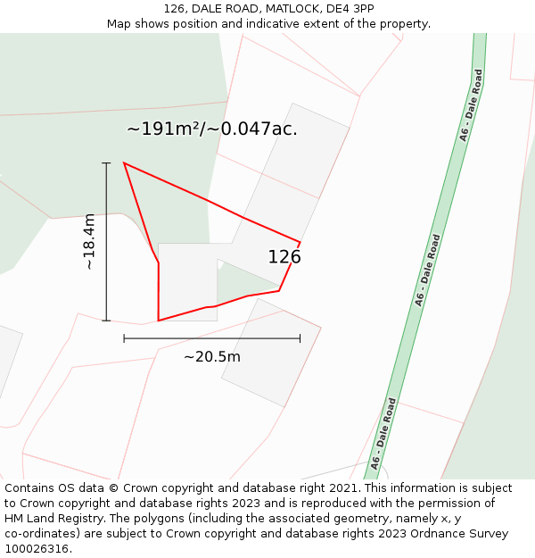 126, DALE ROAD, MATLOCK, DE4 3PP: Plot and title map