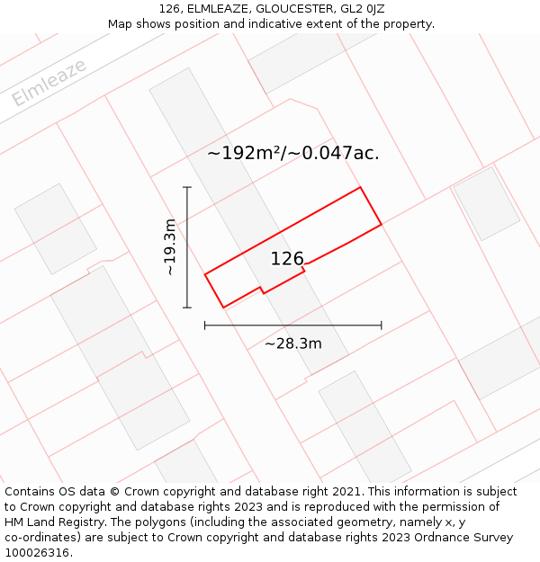 126, ELMLEAZE, GLOUCESTER, GL2 0JZ: Plot and title map