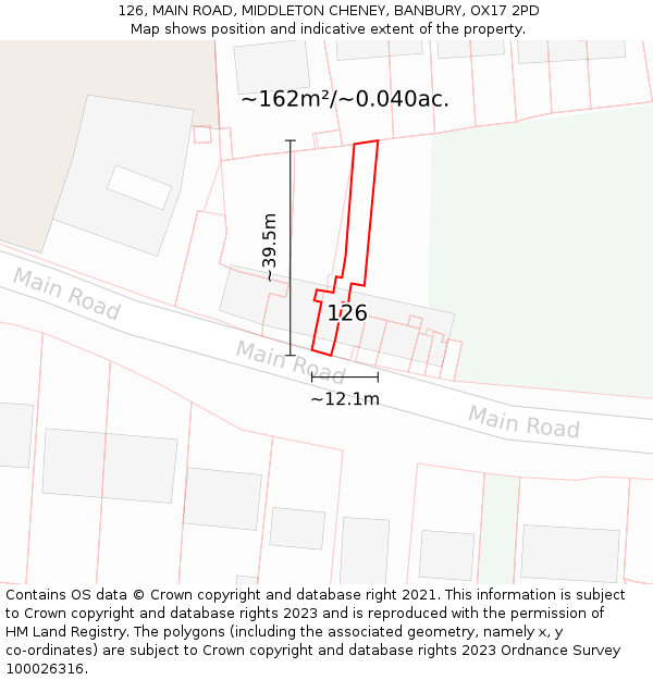 126, MAIN ROAD, MIDDLETON CHENEY, BANBURY, OX17 2PD: Plot and title map