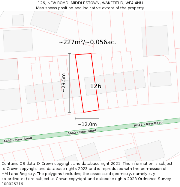 126, NEW ROAD, MIDDLESTOWN, WAKEFIELD, WF4 4NU: Plot and title map