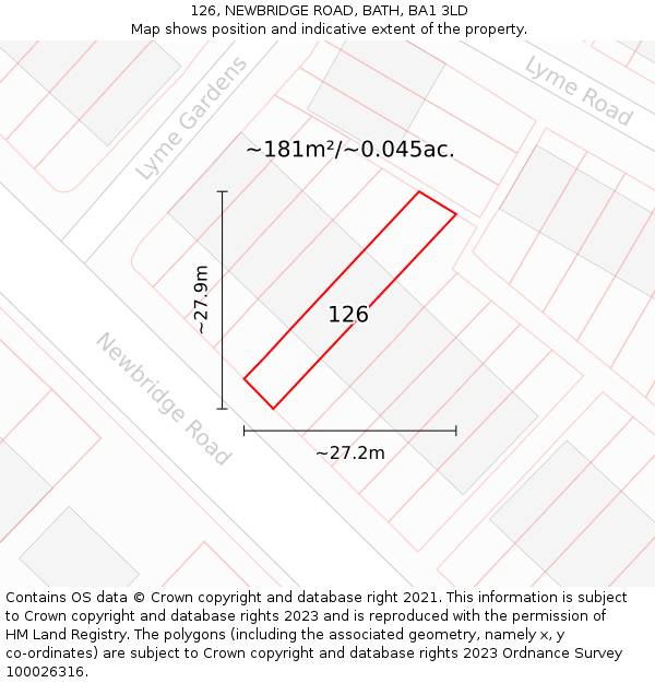 126, NEWBRIDGE ROAD, BATH, BA1 3LD: Plot and title map