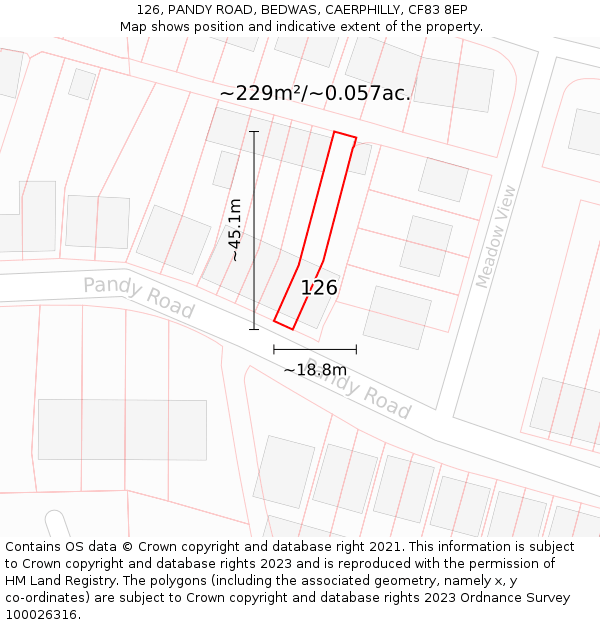 126, PANDY ROAD, BEDWAS, CAERPHILLY, CF83 8EP: Plot and title map
