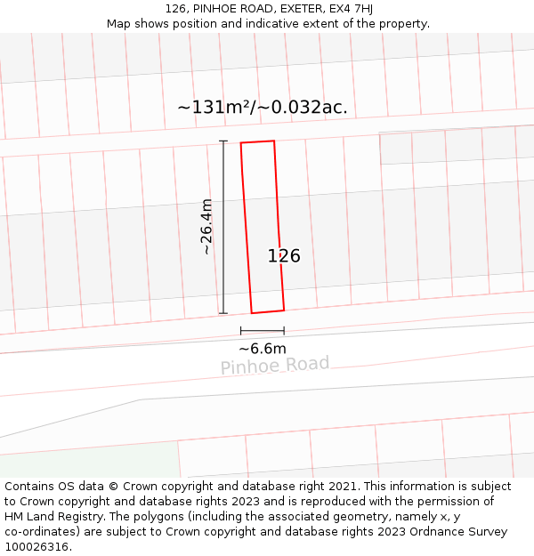 126, PINHOE ROAD, EXETER, EX4 7HJ: Plot and title map