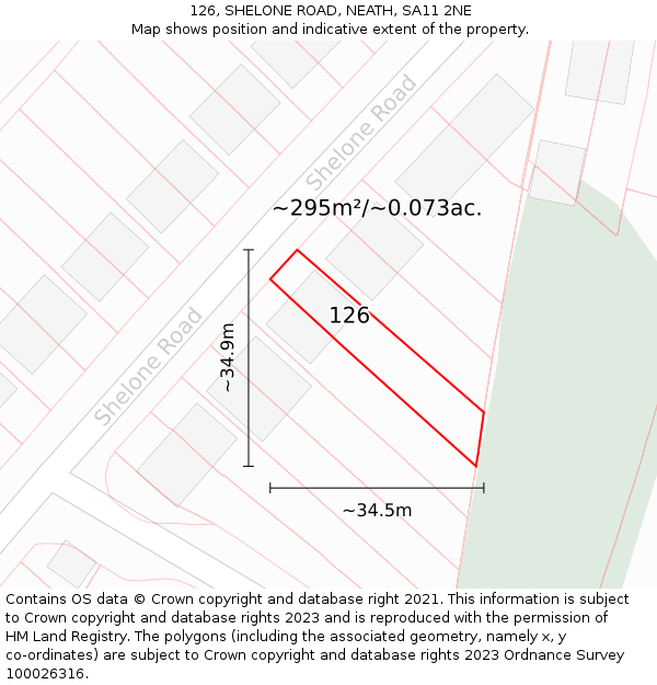 126, SHELONE ROAD, NEATH, SA11 2NE: Plot and title map