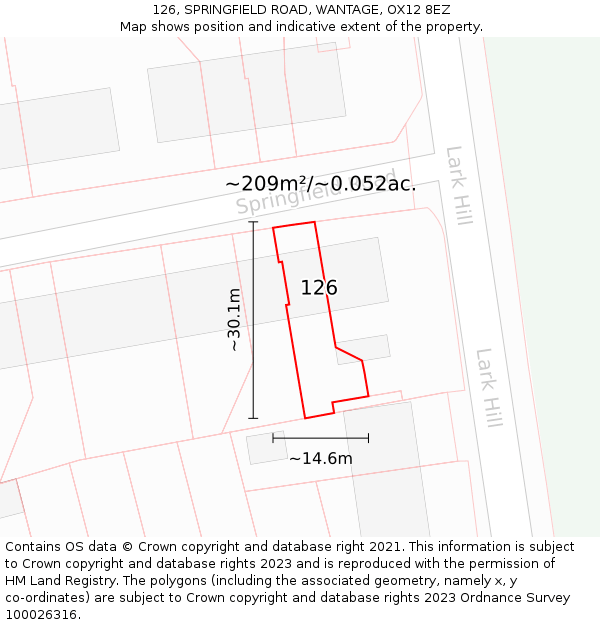 126, SPRINGFIELD ROAD, WANTAGE, OX12 8EZ: Plot and title map