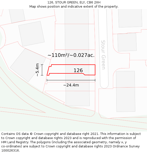 126, STOUR GREEN, ELY, CB6 2XH: Plot and title map
