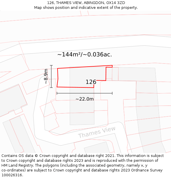 126, THAMES VIEW, ABINGDON, OX14 3ZD: Plot and title map