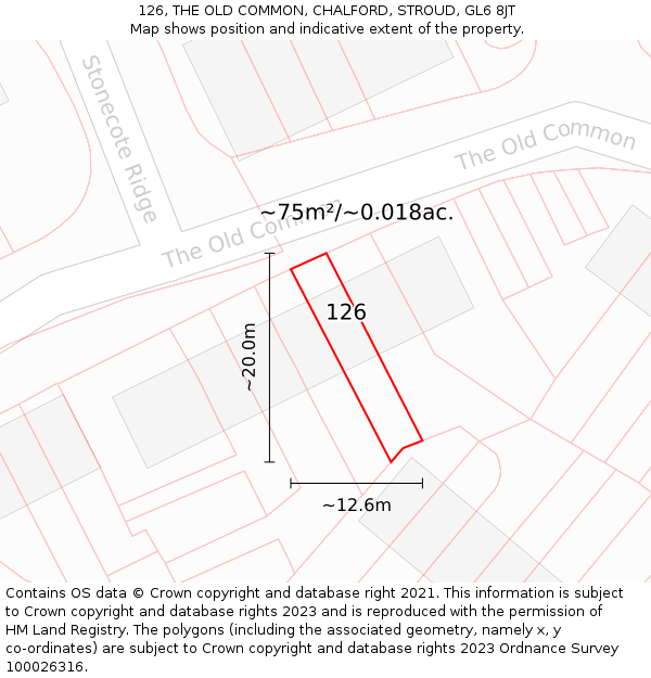 126, THE OLD COMMON, CHALFORD, STROUD, GL6 8JT: Plot and title map