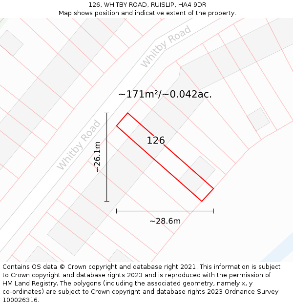 126, WHITBY ROAD, RUISLIP, HA4 9DR: Plot and title map