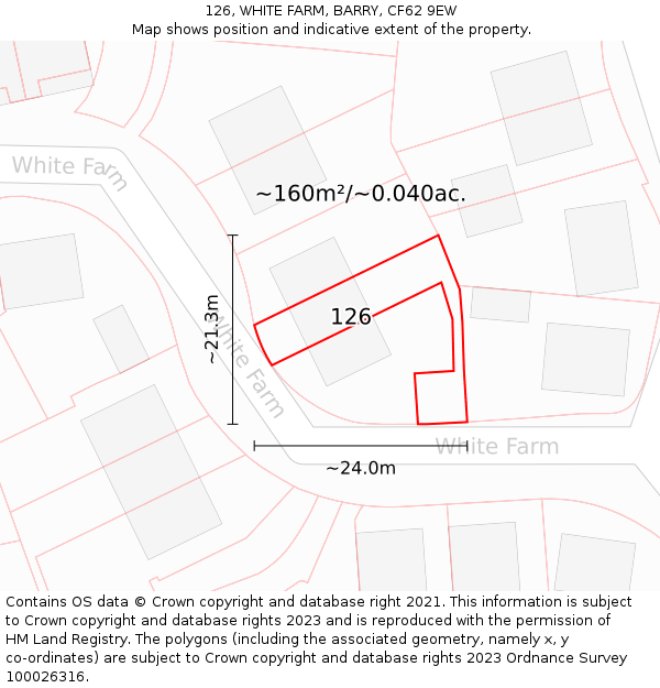 126, WHITE FARM, BARRY, CF62 9EW: Plot and title map