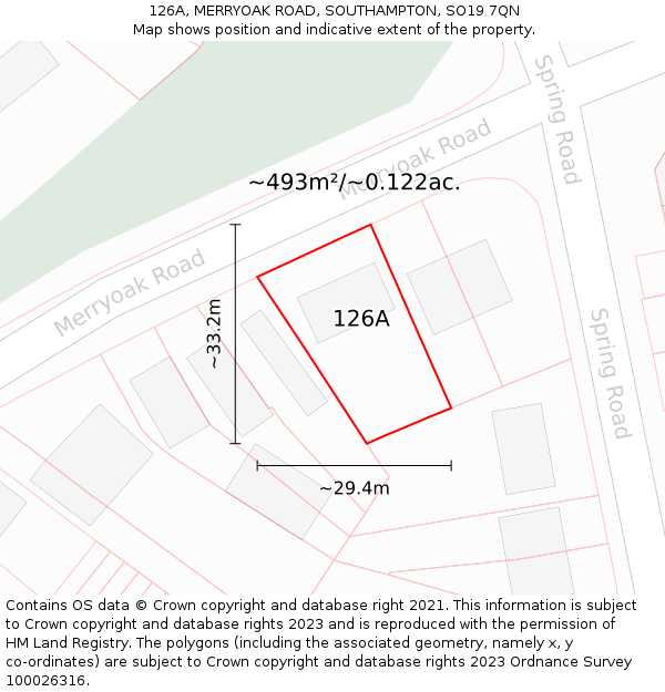 126A, MERRYOAK ROAD, SOUTHAMPTON, SO19 7QN: Plot and title map