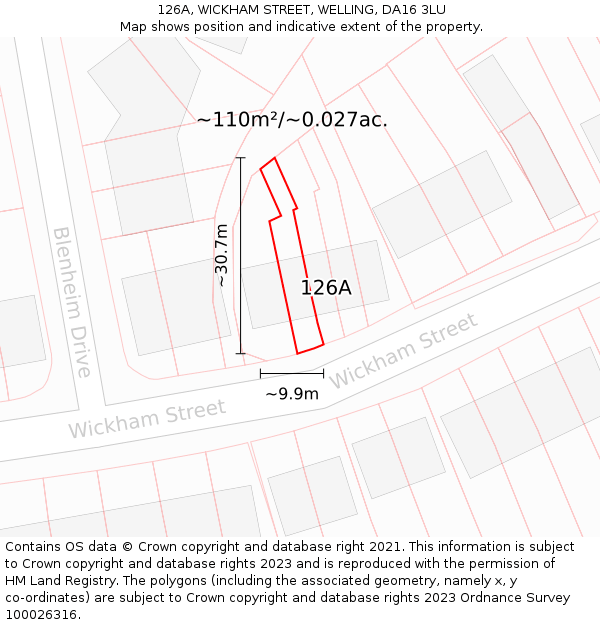 126A, WICKHAM STREET, WELLING, DA16 3LU: Plot and title map