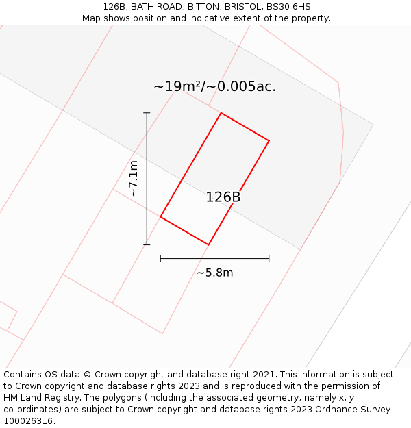 126B, BATH ROAD, BITTON, BRISTOL, BS30 6HS: Plot and title map