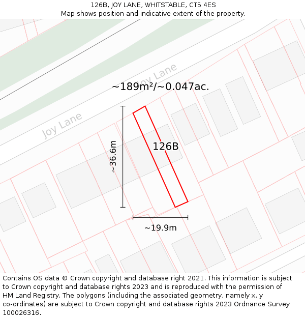 126B, JOY LANE, WHITSTABLE, CT5 4ES: Plot and title map