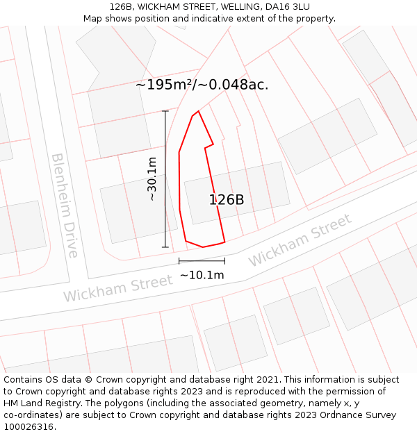 126B, WICKHAM STREET, WELLING, DA16 3LU: Plot and title map