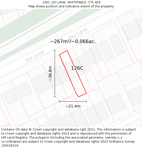 126C, JOY LANE, WHITSTABLE, CT5 4ES: Plot and title map
