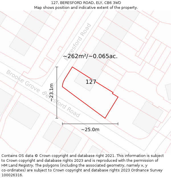 127, BERESFORD ROAD, ELY, CB6 3WD: Plot and title map
