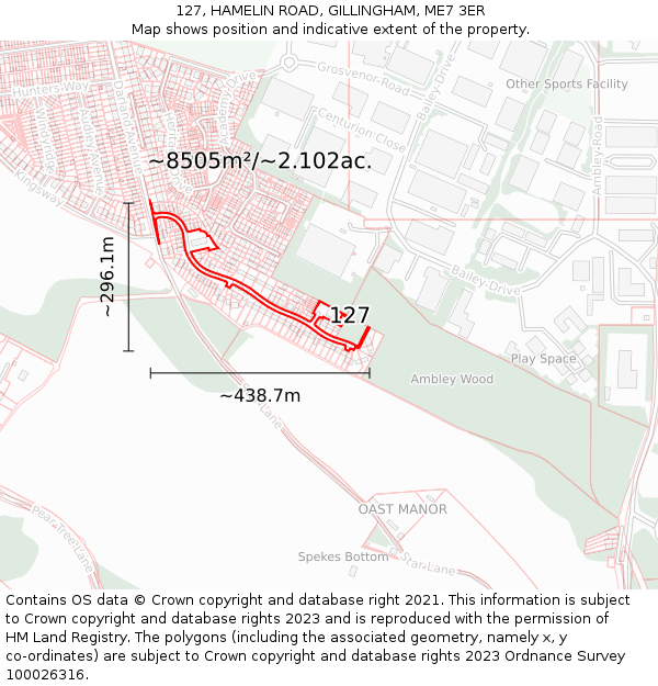 127, HAMELIN ROAD, GILLINGHAM, ME7 3ER: Plot and title map