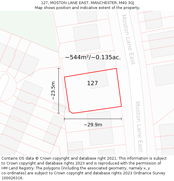 127, MOSTON LANE EAST, MANCHESTER, M40 3GJ: Plot and title map