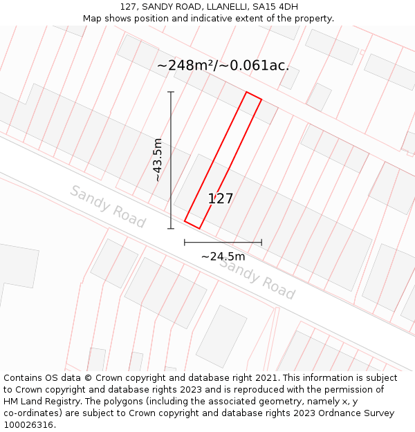 127, SANDY ROAD, LLANELLI, SA15 4DH: Plot and title map