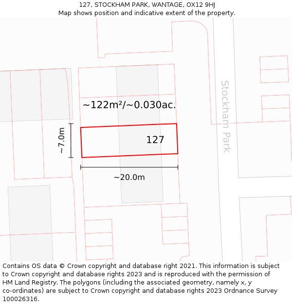 127, STOCKHAM PARK, WANTAGE, OX12 9HJ: Plot and title map