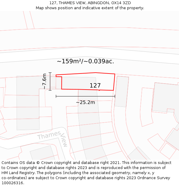127, THAMES VIEW, ABINGDON, OX14 3ZD: Plot and title map