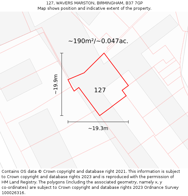 127, WAVERS MARSTON, BIRMINGHAM, B37 7GP: Plot and title map