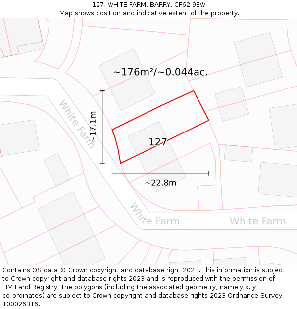 127, WHITE FARM, BARRY, CF62 9EW: Plot and title map