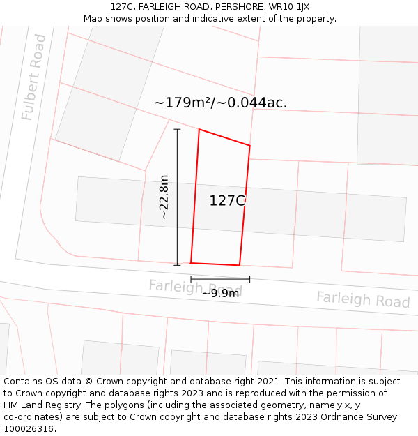127C, FARLEIGH ROAD, PERSHORE, WR10 1JX: Plot and title map