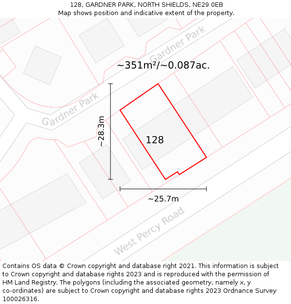128, GARDNER PARK, NORTH SHIELDS, NE29 0EB: Plot and title map