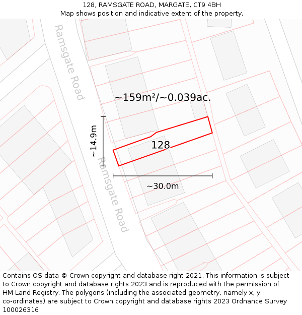 128, RAMSGATE ROAD, MARGATE, CT9 4BH: Plot and title map
