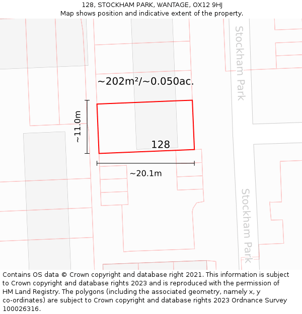 128, STOCKHAM PARK, WANTAGE, OX12 9HJ: Plot and title map