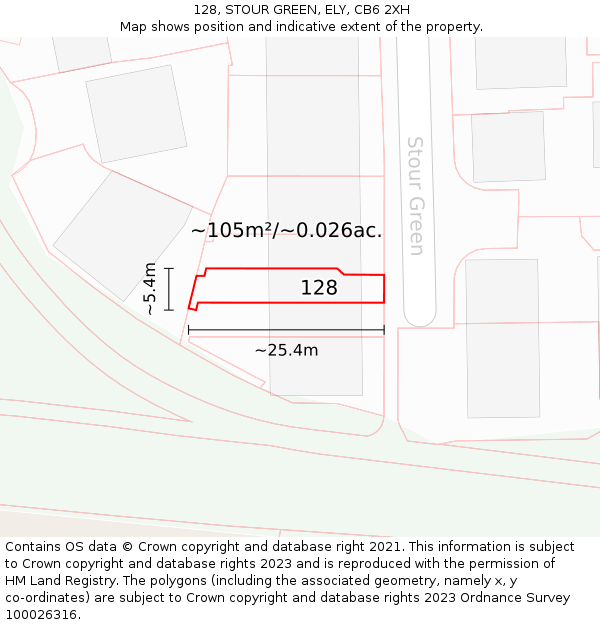 128, STOUR GREEN, ELY, CB6 2XH: Plot and title map