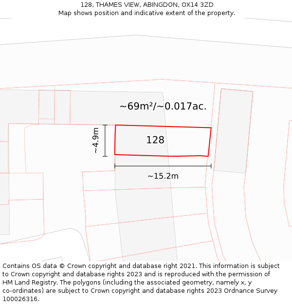 128, THAMES VIEW, ABINGDON, OX14 3ZD: Plot and title map